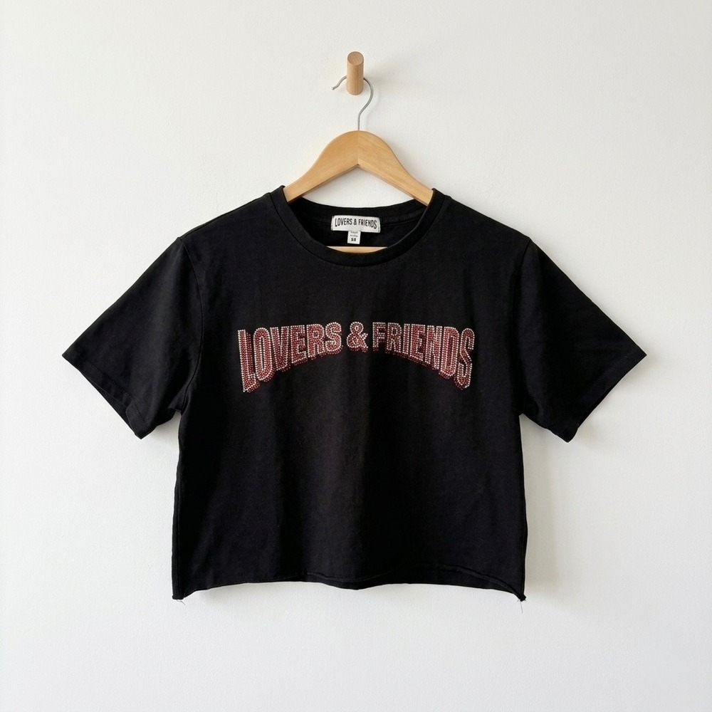 Lovers & Friends Festival 2022 Rhinestone Crop Top Black Shirt Usher TLC Size M